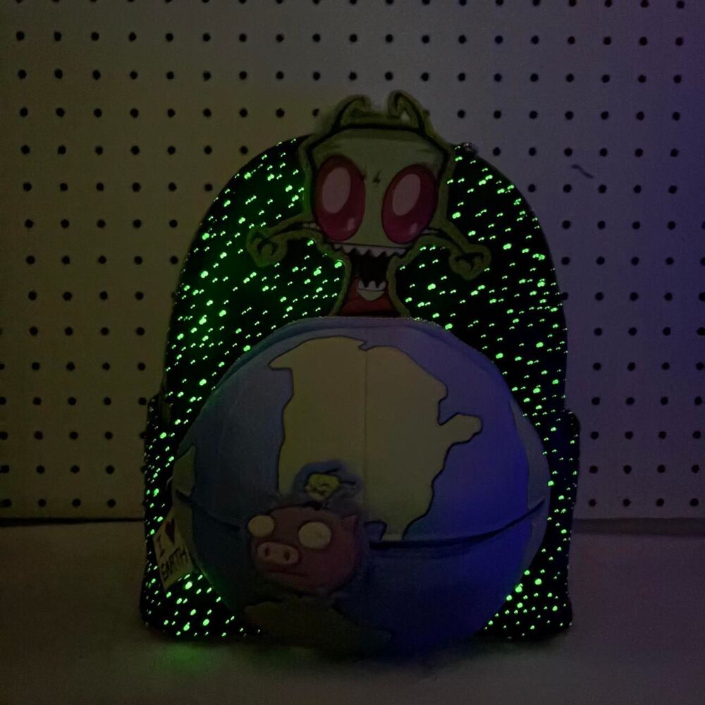 NWT Loungefly Invader Zim GIR Pig Glow in the Dark Earth Mini Backpack